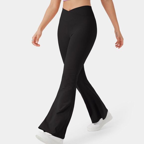 Crossover High Waisted Back Pocket Super Flare Leggings - Picture 1 of 2